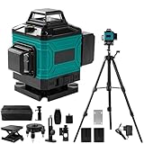 Uadme Livella Laser Autolivellante 360 Rotante, 4D 16 Linee Livello Laser con 1,2M Treppiede Regolabile, Visibile e Preciso, per Immagini Scaffali o DIY, 4,8Ah Batteria Ricaricabile(Verde e Nero)