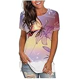 Summer Women Butterfly T-Shirts Casual Short Sleeve Raglan Tunic Tops Funny Oversized Graphic Tees C