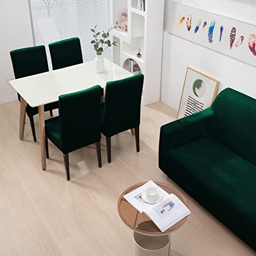Image of HOKIPO 200 GSM Premium Velvet Sofa Cover 2 Seater Fully Covered, Hunter Green (AR-4737-HGR)