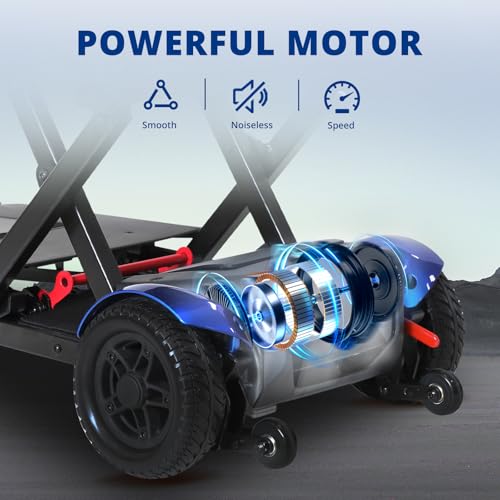 Image of Auto-Folding Mobility Scooter for Seniors & Adults, One-Touch Control Electric Mobility Scooters, Foldable Travel Mobility Scooter with Shock Absorption,Airlines Approved,Blue