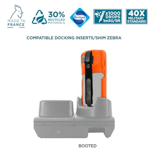 Mobilis Schutzhülle für Zebra TC22 TC27 mit Anti-Sturz-Handschlaufe & Stifthalter, Etui in Militärqualität, Leuchtende Neonfarbe hohe Sichtbarkeit & Sicherheit (Neonorange)