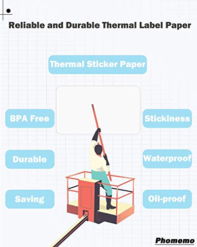 Phomemo Thermal Labels, Continuous (53Mm X 8M) Square White Labels,Waterproof, Oil-Proof And Scratch-Proof Suitable For M200 Bluetooth Label Maker Machine. Address, Barcodes, Photo (2 Rolls) #TOP4