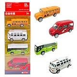 CLKDPNO 4PCS Toy Bus with Gift Box, Alloy Diecast Pull Back Bus Toy Vehicles, Mini Buses Toy, Metal Cars Model, Toy Car Model Pull Back City Buses Kids Gifts for Boys, Girls - Image 1