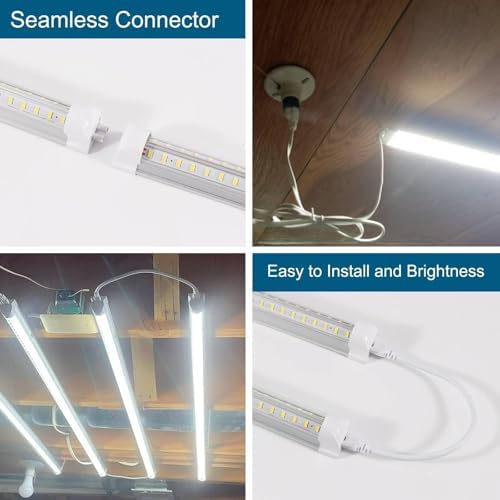 3FT Lights 36W 6500K 5000LM Daylight Foot Led Shop Lights 110V Linkable Clear Cover Integrated V-Shape for Shop — view 4