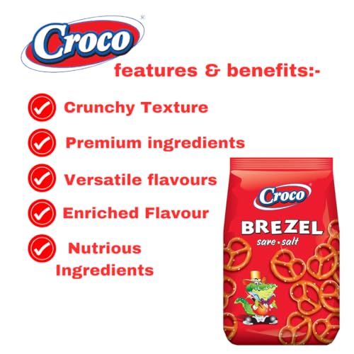 Image of Croco Pretzels Brezel Sare Salt 300G, Imported Namkeen Snacks, Premium Baked crackers
