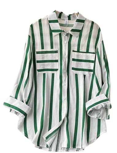 Image of ROYALICA Women's Orange & White Striped Cotton Blend Oversized Casual Shirt