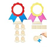 Juego de marcos de fotos de madera, paquete de 6 con bases, exhibición del día del padre para camisas y medallas, diseño grabado de papá, decoración moderna para el hogar (medalla)