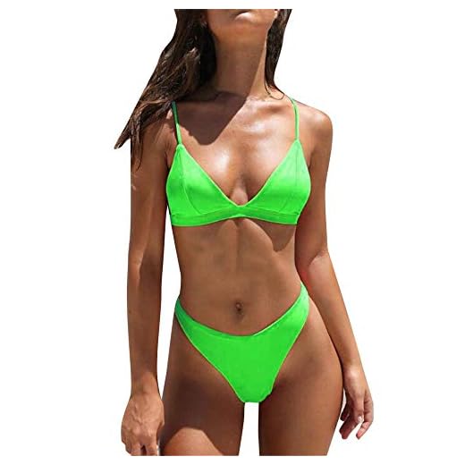 WTFYSYN Dam push-up baddräkt string bikinis, sexig sling bikini, dam strand bomull baddräkt-grön_A_L, push-up tryck sexig bikini badkläder