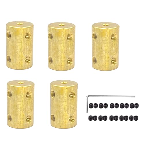 5Pcs 3.17mm to 3.17mm Brass Rigid Motor Shaft Coupling Coupler Transmission Connector Sleeve Adapter for RC Boat Car Airplane 3D Printers