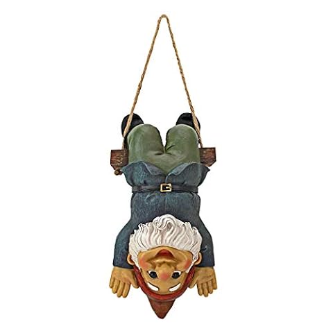 Statua skrzata ogrodowego - Alfie the Acrobat Swinging Gnome - Outdoor Garden Gnomes - Zabawne posągi skrzata trawnikowego