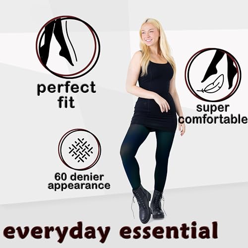 Image of Silky Toes Women's 60D Soft Opaque Tights 1-2 Pairs -Black White And Colored Stockings for Women