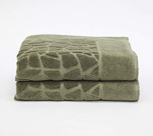 my cocooning Badematten Set Stones 2-teilig Grün | hochwertig & exklusiv | Badvorleger aus 100% Baumwolle | Badteppich (50x70 cm) Cover