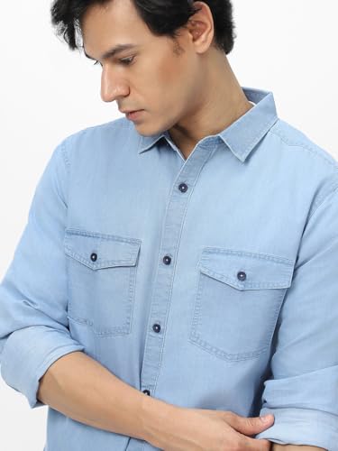 Image of Urbano Fashion Men's Full Sleeve Regular Fit Casual Denim Shirt