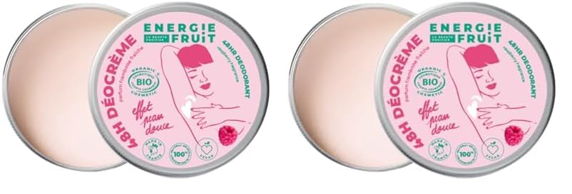 ENERGIE FRUIT| Déodorant crème |Parfum Framboise fraîche | BIO certifié par ECOCERT (Lot de 2)
