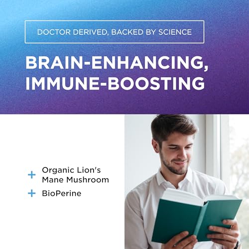 Image of Dr. Emil Organic Lion's Mane Mushroom Supplement, Nootropic, 90 Capsules | High-Potency Nootropic with Organic Lion's Mane and BioPerine to Support Focus, Mental Clarity, and Cognition