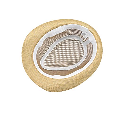 Bru-Urb Fashion Summer Beach Hat Mesh Breathable Panama Sun Hat For Woman Man Vacation Travel Straw Jazz Cap Fedora White, 6 7/8-7 3/8 #TOP7