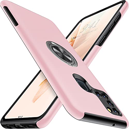 AOUIA Coque pour Samsung A21s 16,5 cm, [Cadre flexible en TPU + Dos rigide en PC] [Anti-rayures] [Anti-empreintes digitales], avec 2 protecteurs d'écran en verre trempé pour Galaxy A21s (Rose) Cover