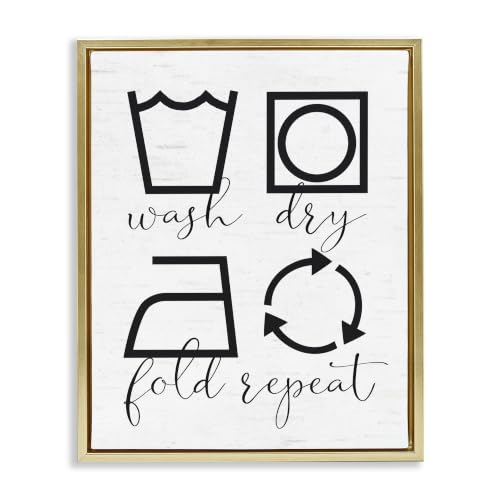 Helpful Laundry Symbol Guide Chart, 16 x 20 Inch Canvas in Floater Frame