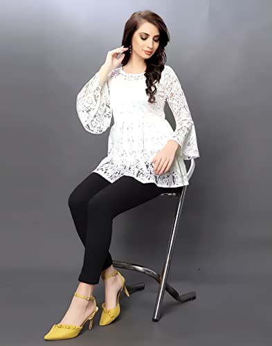 Image of Women Russel Net with Crepe Inner Net Tops || Casual Tops for Women