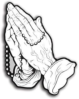 Praying Hands with Rosary Shaped Sticker Decal (Christian Catholic Decal) Size: 4 x 5 inch