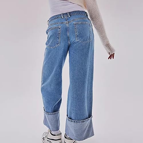 Women's Wide Leg Jeans, High Waisted Straight Leg Denim Pants Y2K Loose Trendy Boyfried Pants with Pockets4