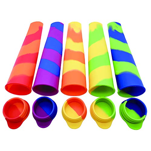 Transino Moldes para Hielo 5PCS Moldes Polos de Silicona, Moldes para Helados Libre de BPA y Reutilizable, Molde de paletas de Hielo, Cocina de Verano Moldes para Hielo Congelados Herramientas