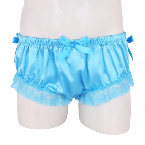 Men's Frilly Lace Briefs Satin Bowknot Ruffles Layered Panties Feminine Sissy Lingerie Underwear3