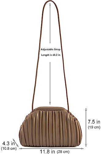 Niueimee Zhou Ruched Dumpling Bag For Women Pu Leather Cloud Handbag Clutch Purse Retro Shoulder Crossbody Bags #TOP4
