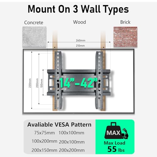 Image of TV Wall Mount Fixed Low Profile for 14-42 inch LED LCD Flat Screens