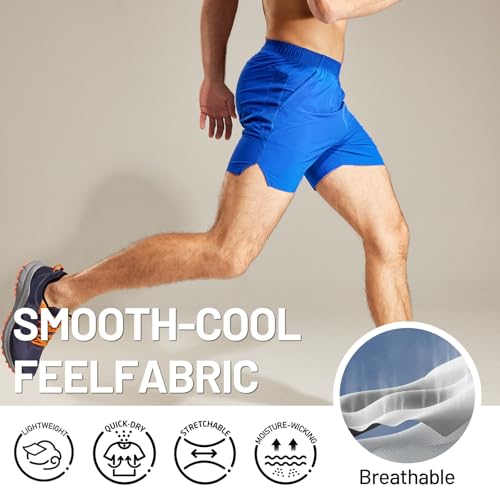 Image of MIER Men's Workout Running Shorts Lightweight Active 5 Inches Shorts with Pockets, Quick Dry, Breathable