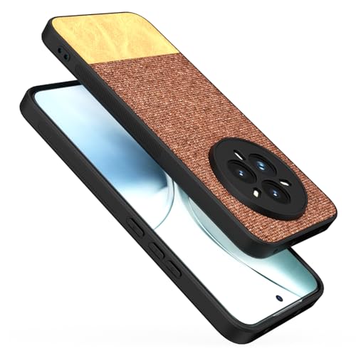 Image of Kapa Soft Fabric & Leather Hybrid Protective Back Cover for Realme 14 Pro+ (Plus) 5G | Shockproof Slim Hard Anti Slip Back Case (Brown)