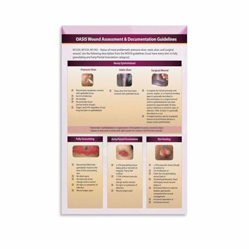 OASIS Wound Assessment & Documentation Guidelines Poster Health Care Canvas Painting Wall Art Poster for Bedroom Living Room Decor 12x18inch(30x45cm)
