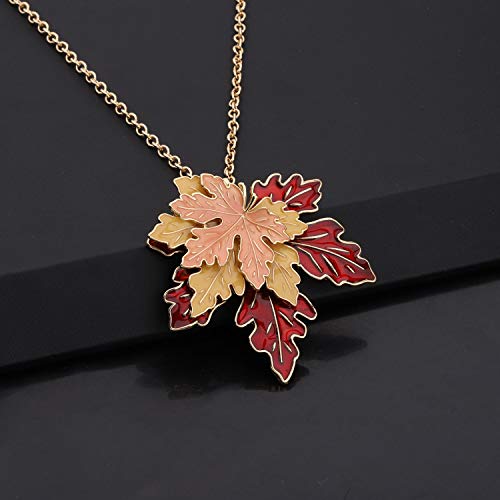 LQRI Maple Leaf Necklace Tri-Color Metal Maple Leaf Pendant Women Long Necklace Canadian Maple Leaves Clothing Accessories2
