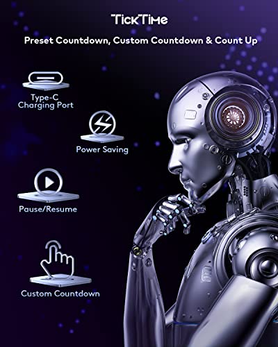 Image of Ticktime Pomodoro Timer, Productivity Timer Cube, 5 /15 /25 /30 /45 /60 Min Presets, Custom Countdown & Stopwatch 1s-99m59s, Sound /Vibration /Silent, Magnetic, Rechargeable, for ADHD Study Work,Violet
