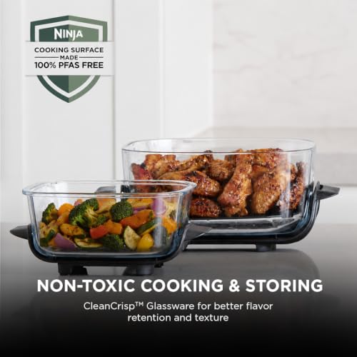 Image of Ninja Crispi Portable Cooking System with Crispi PowerPod, 6 Cups and 4 Quart TempWare Glass, Thermal Shock Resistant, Storage Lids, Microwave Safe