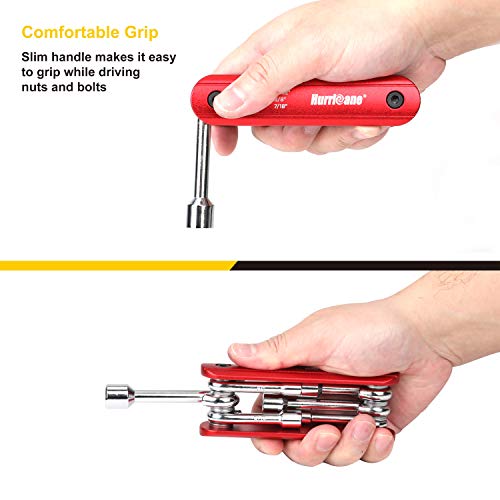 6 In 1 Hurricane Folding Nut Driver Set Aluminum Handle SAE