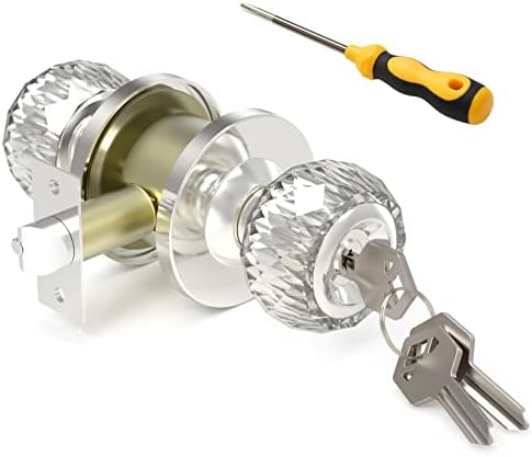 Vammcht Door Knob, Door Lock with Keys for Bedroom, Security Crystal Door Knobs with Lock for Bedroom Bathroom Front Office Interior Door (Entrance Lock Security)