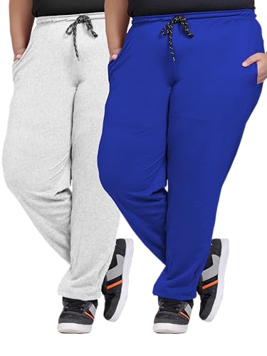 Image of Elite soul Womens Regular Fit Cotton Track Pants | Casual & Sports Trousers | Plus Size Bottoms for Lounge, Gym & Night Wear | Sizes XL, 2XL, 3XL, 4XL, 5XL