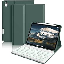 kenke Keyboard Case for iPad Air 11 Inch M3 2025 / M2 2024, iPad Air 5th/4th Generation 10.9 Inch 2022/2020, Stand Cover with Pencil Holder 7 Color Backlit Detachable Wireless Keyboard, Dark Green