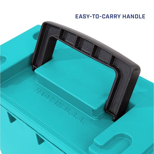 Image of Sheffield 12633 Ammo Storage Box, Stackable .30 Cal Field Boxes, Water and Dust Resistant, Lockable Storage Box with Handle, Secures Hunting Gear, Supplies, and Bullets, Made in USA, Teal,(Pack of 6)