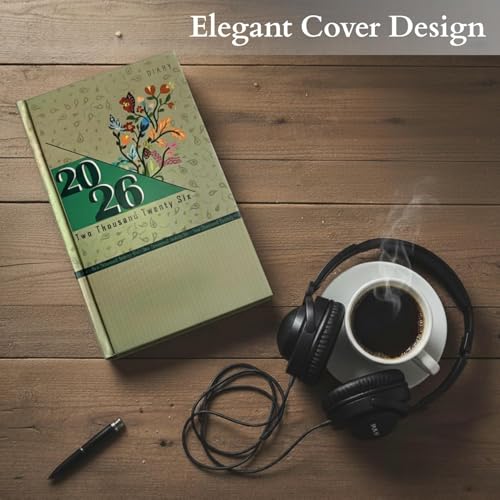 Image of TULMAN 2026 Diary Pack of 2 Hardcover Design Everyday Notebooks (23 x 18 cm), Best for Study Planner, Personal Journal, Business Planning & Stationery Lovers - muted green