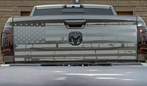 Tailgate USA American Flag Rear Door or Window Decal Sticker Car Truck Van Stickers fitS Foord Chevy RAM or Any Large Pick up Truck Jeep Auto or Cars - Gray