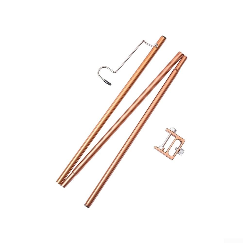 Adjustable Camping Lantern Pole with Multi Hook for Tent Light Stand - for aluminium Alloy Portable Hanger for Outdoor Fishing(Single-head Coffee)