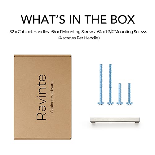 Image of Ravinte 32 Pack 5 Inch Kitchen Square Cabinet Handles Satin Nickel Pulls Brushed Nickel Kitchen Cabinet Hardware Handles for Cupboard Drawer Pulls
