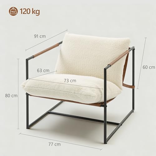 Fauteuil Salon Bouclette Confort Assise Large HOMCOM