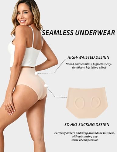 MCOWOD Womens Underwear Seamless Underwear for Women Briefs High Waisted Size XL, Multicolor, 6 Pack - image 2