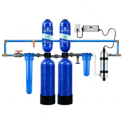 Image of Aquasana Whole House Water Filter System | 1M Gal | UV, Carbon & KDF Media | 10-Year Filter | 14.6 GPM | Reduces Chlorine, Bacteria, Viruses & Scale | Salt-Free Conditioner | 10-Year Limited Warranty