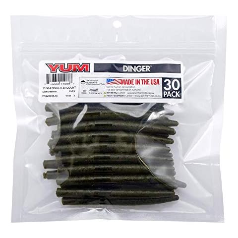 Yum Lures Unisex's Green Pumpkin Yum 4" 30 Count Dingers, 4 Inches Cover