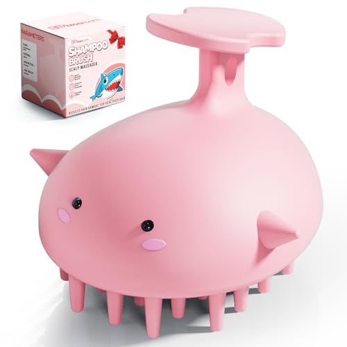 Scalp Massager Hair Growth Shampoo Brush, Silicone Scalp Scrubber Shower Scalp Brush for Hair, Head Massager Scalp Exfoliator for Dandruff Removal, Wet Dry Scalp Massage Tool for Hair Care, Pink