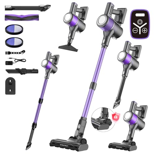 Cordless Vacuum Cleaner, 8 in 1 Powerful Stick Vacuum, with Anti-Tangle Brush and LED Light, 2600mAh. 40mins Runtime Rechargeable Lightweight Vacuums for Hardwood Floor, Carpet, Pet Hair